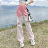 Coole Jeans mit Farbverlauf und Schlitz-Waschung